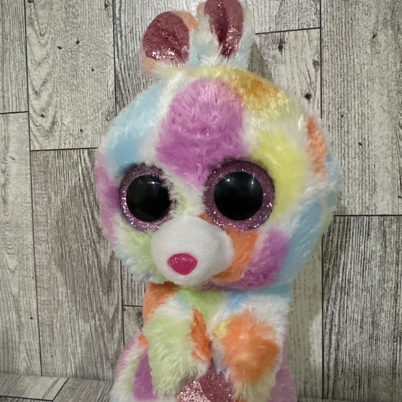 Ty Beanie Boos Bloomy Bunny Rabbit Plush 9” Stuffed Animal Glitter Eyes Ty Silk - Picture 2 of 3